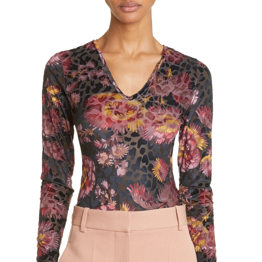 Ted Baker London Lauriy Devore Mesh Bodysuit Size 14